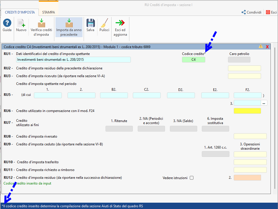 Quadro RU: Gestione crediti di imposta 3 21cf9ed5 0332 4a57 8e58 27d87c4db29c