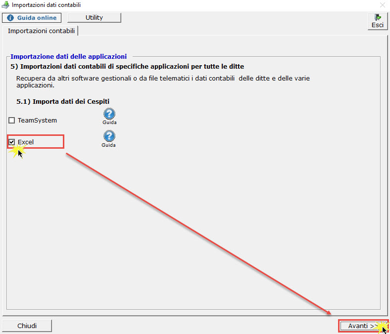 Importazione Cespiti da file Excel 3 3.Importazione cespiti excel 2
