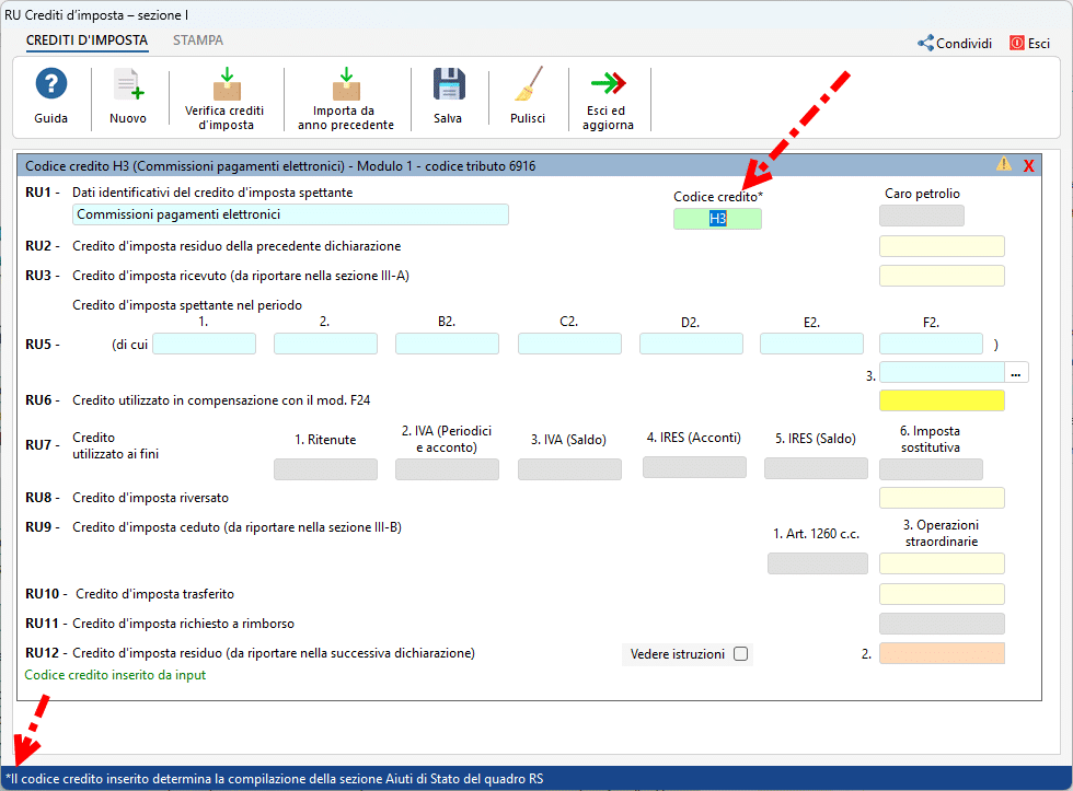 Gestione RU sezione I: Crediti d Imposta 3 image 936