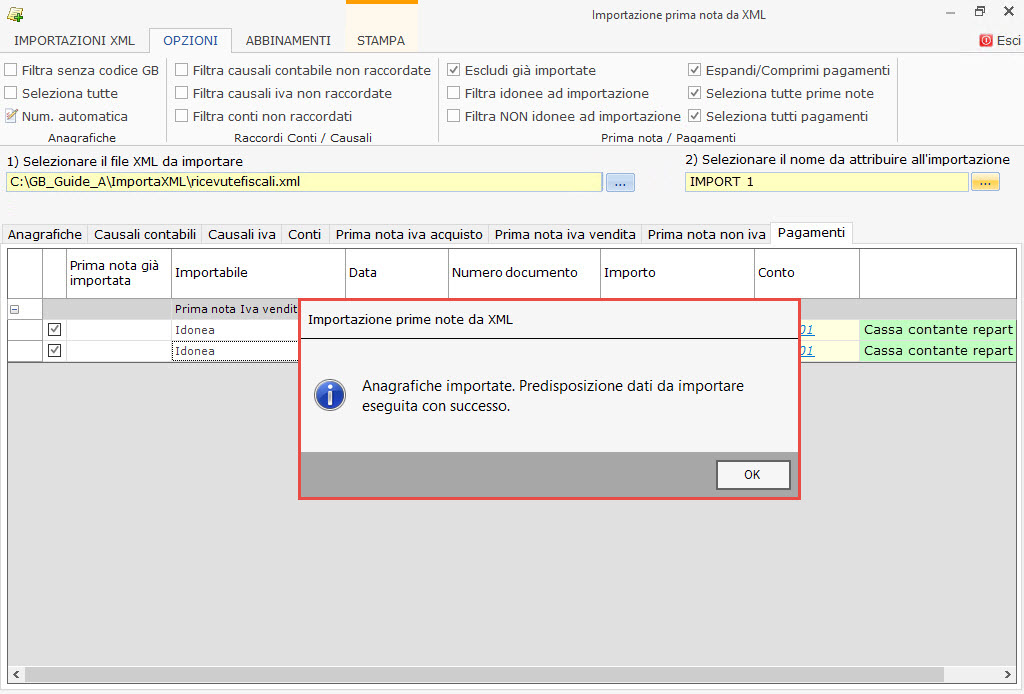 Importazione prime note da file xml 132 import xml gb044imp 2