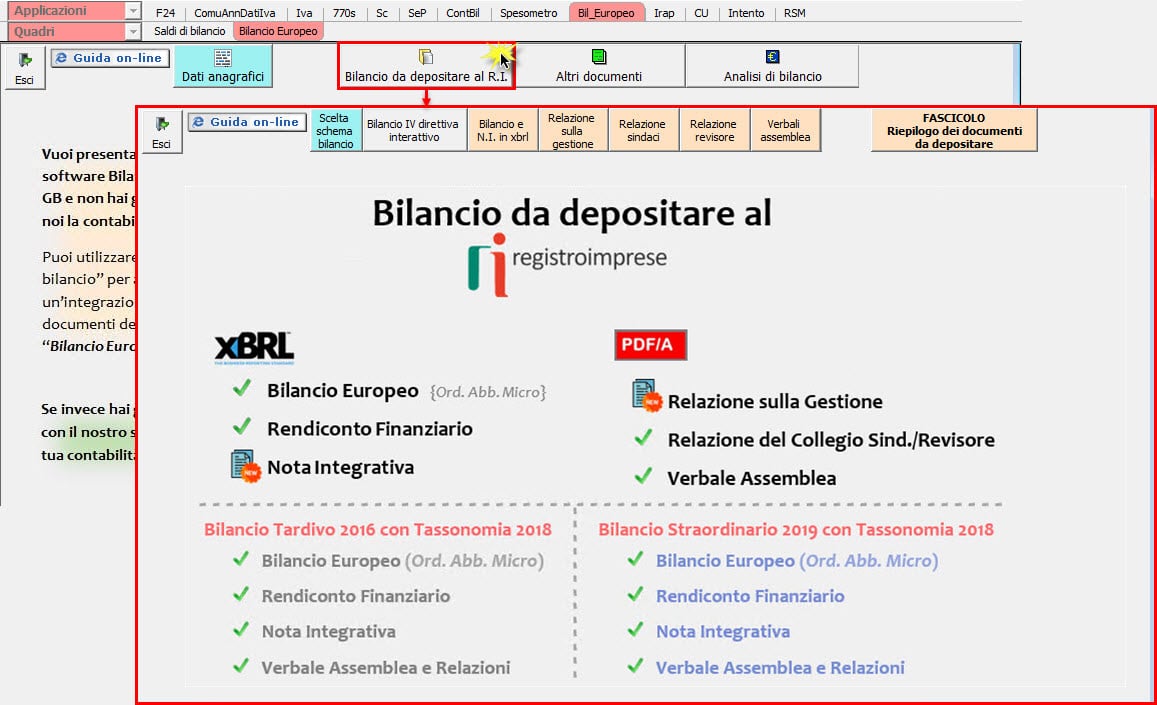 Menù di Gestione 6 2.BilancioRegistroImprese