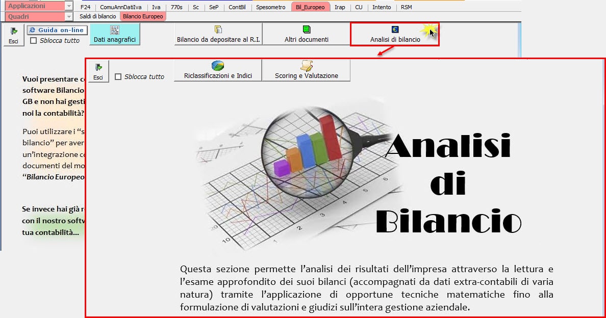 Menù di Gestione 8 4.AnalisiDiBilancio