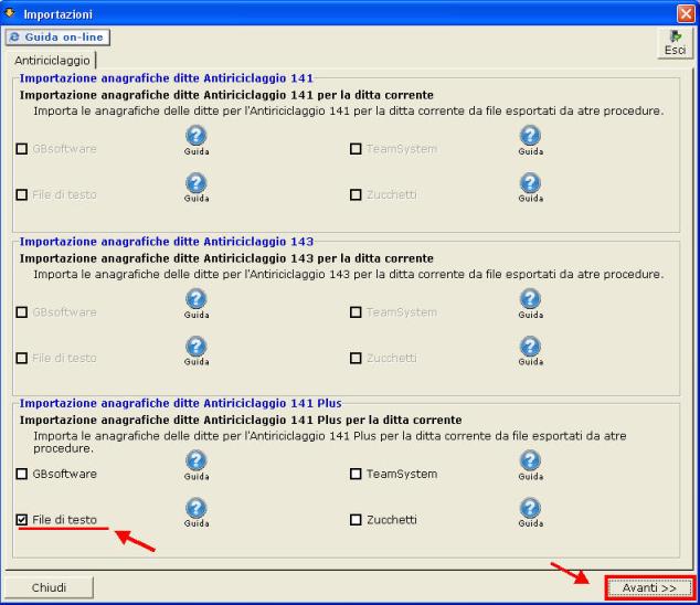 Guida importazione anagrafiche ditte per Antiriciclaggio 141 Plus da file di testo 2 5 74