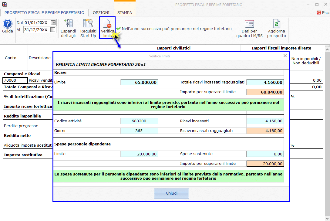 Prospetto fiscale forfetario 56 Immagine che contiene testo, schermata, numero, software Il contenuto generato dall'IA potrebbe non essere corretto.