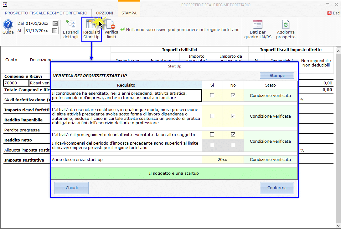 Prospetto fiscale forfetario 50 Immagine che contiene testo, schermata, software, numero Il contenuto generato dall'IA potrebbe non essere corretto.